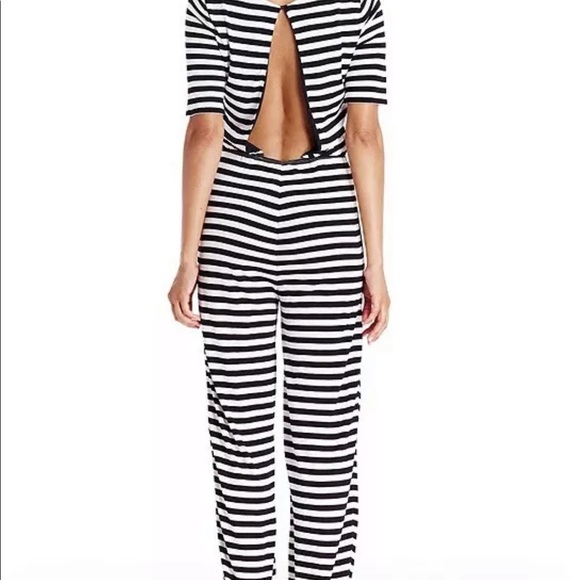 DVF Kendra Striped Open Back Jumpsuit Size 8 - Picture 2 of 9